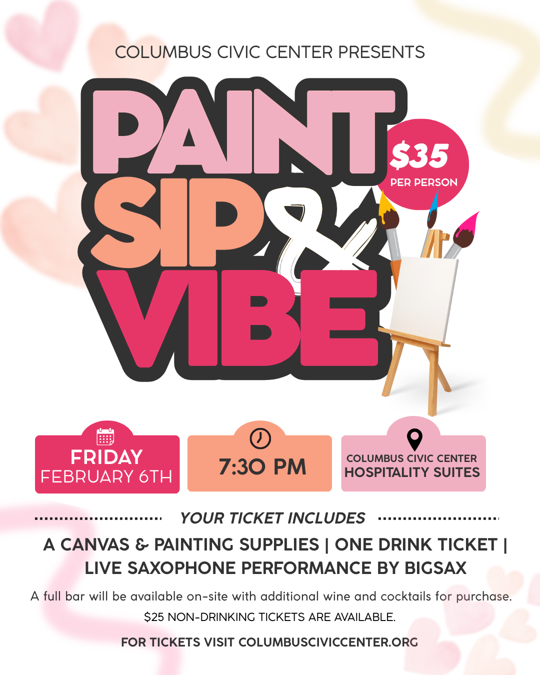 Paint & Sip Flyer Febraruy 6 7:30 PM