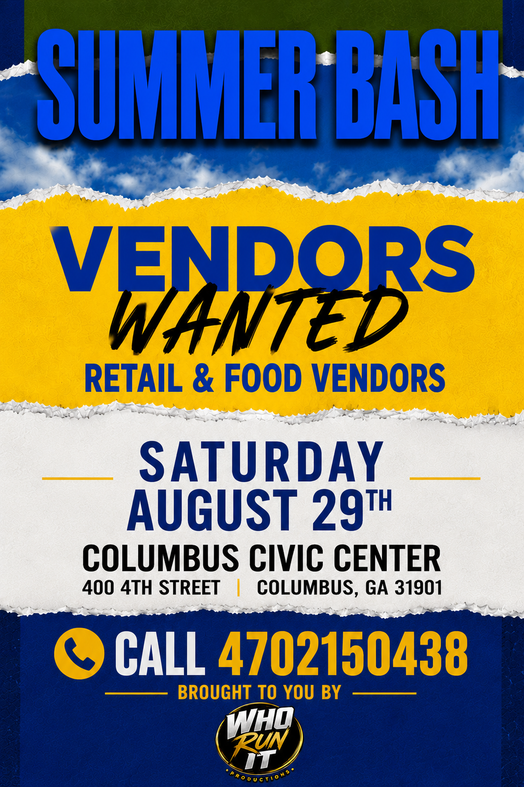 Vendors Wanted Retail & Food Vendors Call 4702150438